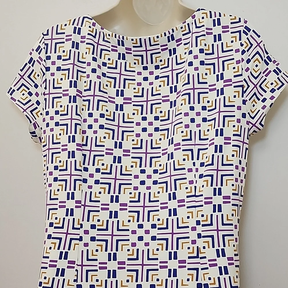 J McLaughlin Geometric Patterned Dress - Purple and White Size Large - Picture 9 of 16